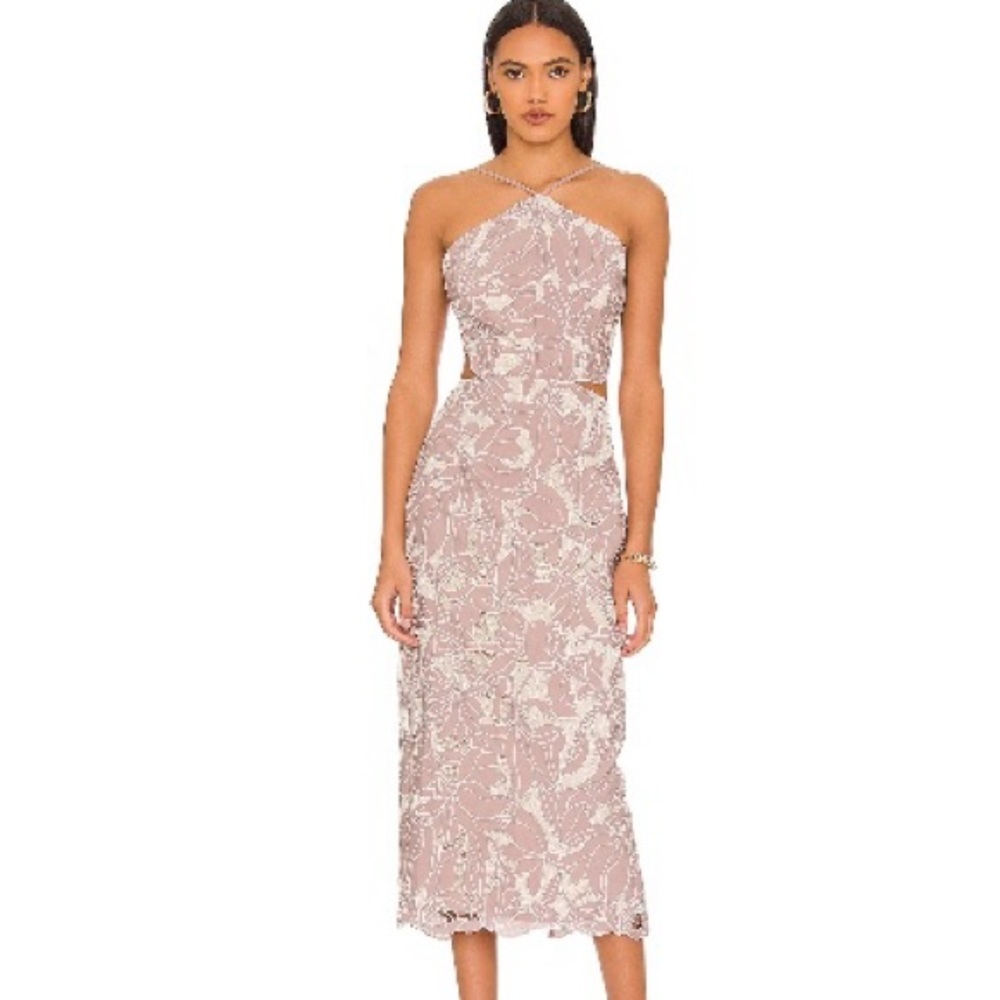 Elliatt Pink and White Halter Dress